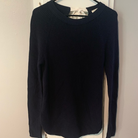 Navy LOFT sweater with bow - Picture 1 of 4